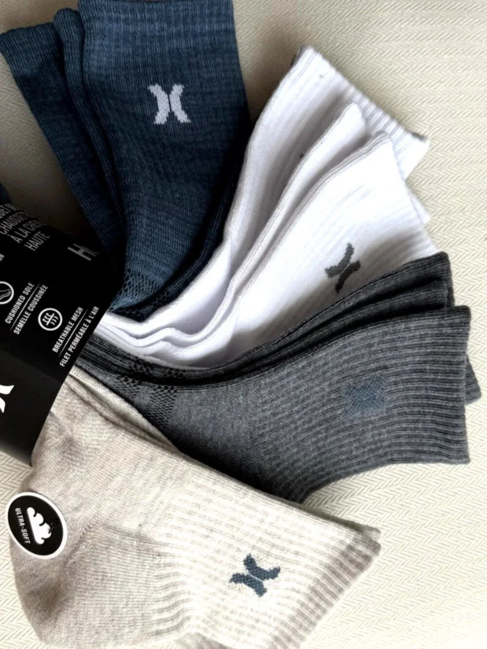 Hurley Men's High Ankle Performance Socks 8 Pair Pack Assorted Size 10-13 NWT